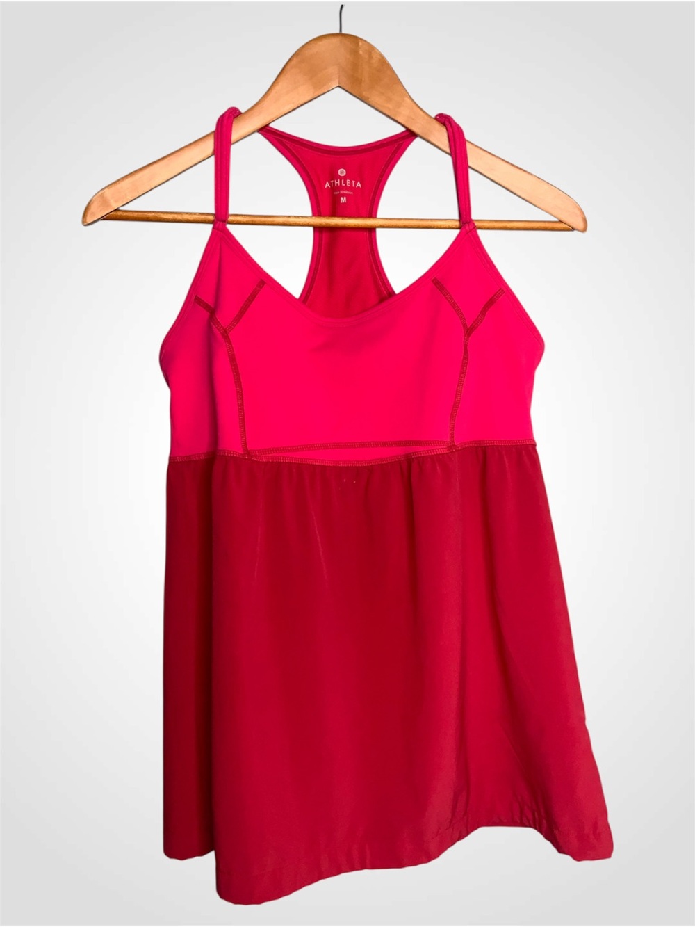Athleta Two-Tone Pink & Red Racerback Babydoll Tank Medium